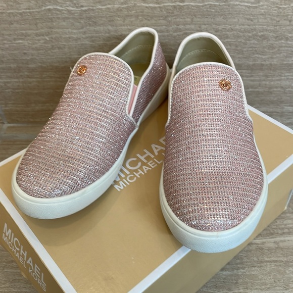 MICHAEL KORS NIB Girls Size 1 Pink Slip On Sneakers “Jem Rachel” Glitter - Picture 10 of 16